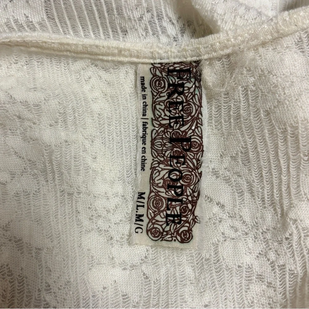 Free People Long Sleeve Cropped Crochet Shirt size M/L